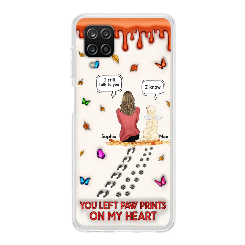 Personalized Memorial Dog Phone Case - Memorial Gift Idea For Dog/Cat Lover - Case For iPhone/Samsung - You Left Paw Prints On My Heart