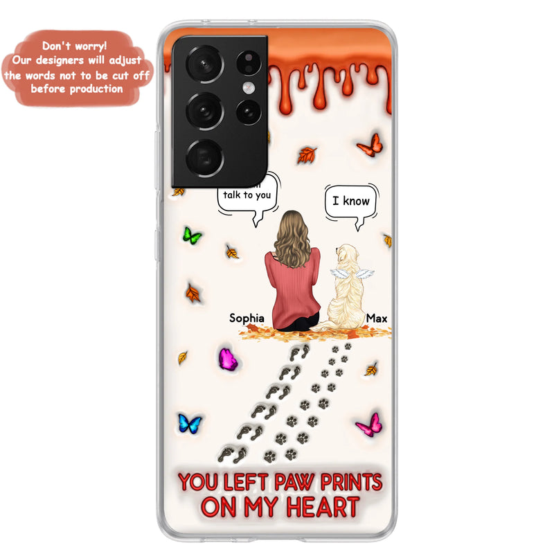 Personalized Memorial Dog Phone Case - Memorial Gift Idea For Dog/Cat Lover - Case For iPhone/Samsung - You Left Paw Prints On My Heart