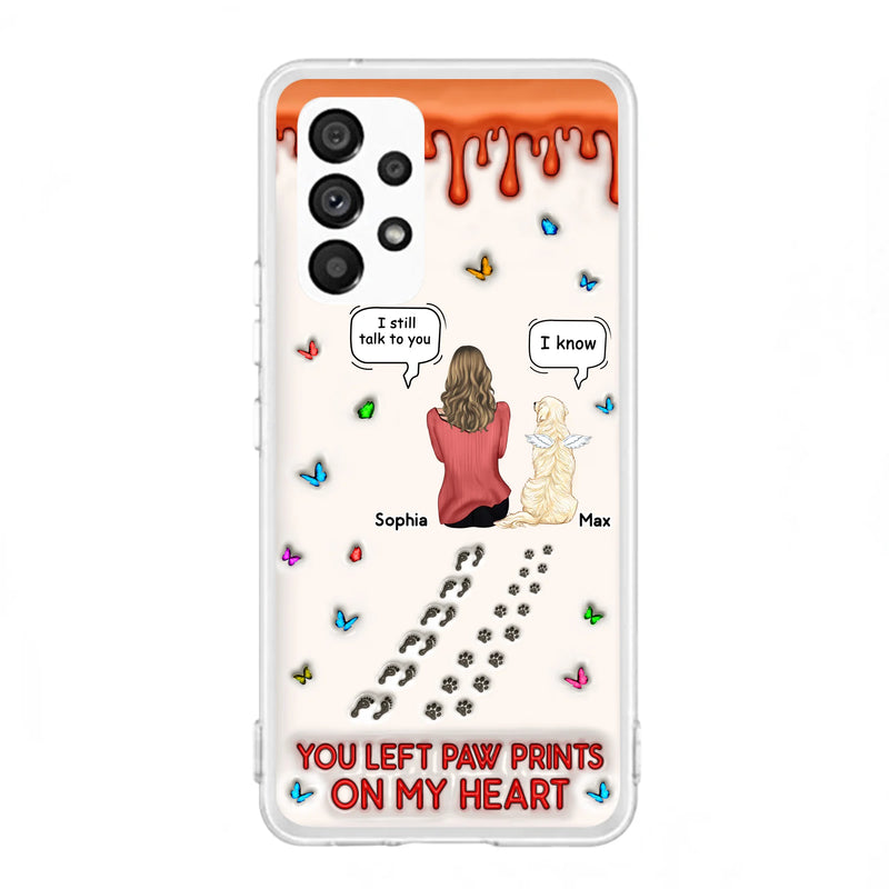 Custom Personalized Memorial Dog Phone Case - Memorial Gift Idea For Pet Owner - Case For iPhone/ Samsung - You Left Paw Prints On My Heart
