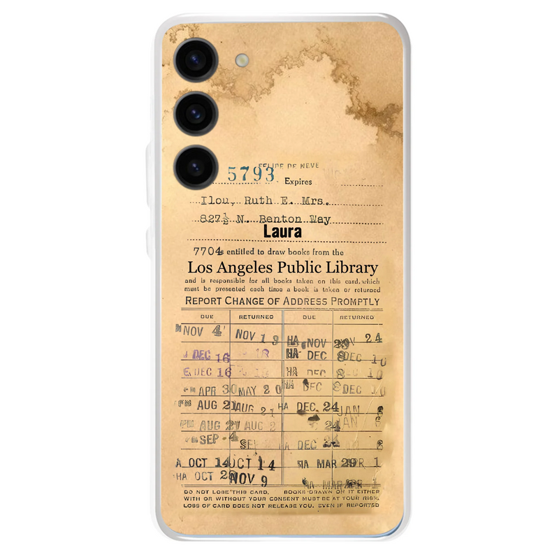 Custom Personalized Library Card Vintage Phone Case - Gift Idea For Reading Lover - Case For iPhone/ Samsung
