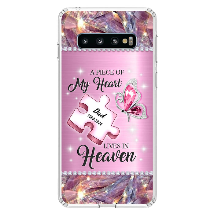 Custom Personalized Memorial Piece Phone Case - Memorial Gift Idea for Father's Day - A Piece Of My Heart Lives In Heaven - Case for iPhone/ Samsung