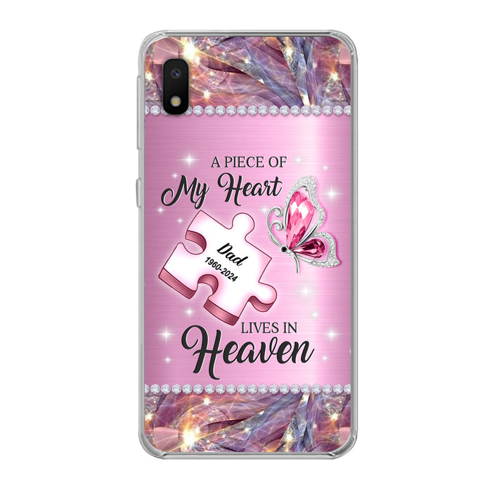 Custom Personalized Memorial Piece Phone Case - Memorial Gift Idea for Father's Day - A Piece Of My Heart Lives In Heaven - Case for iPhone/ Samsung
