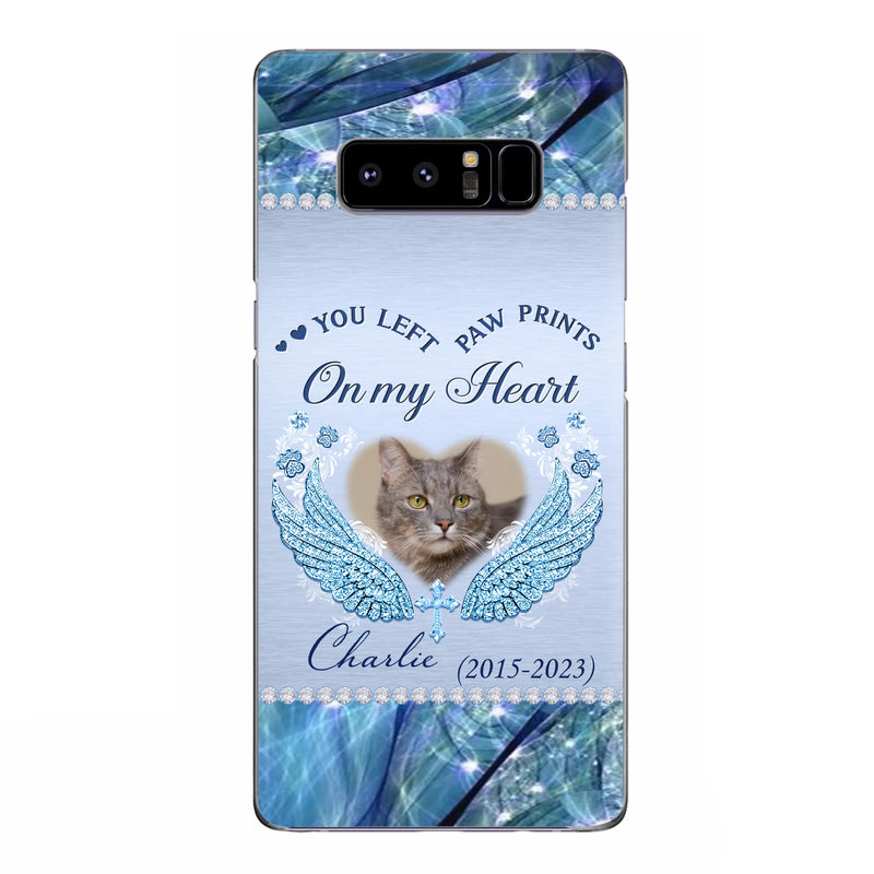 Custom Personalized Memorial Phone Case - Upload Photo - Memorial Gift Idea For Dog/ Cat Lover - You Left Paw Prints On My Heart - Case for iPhone/Samsung