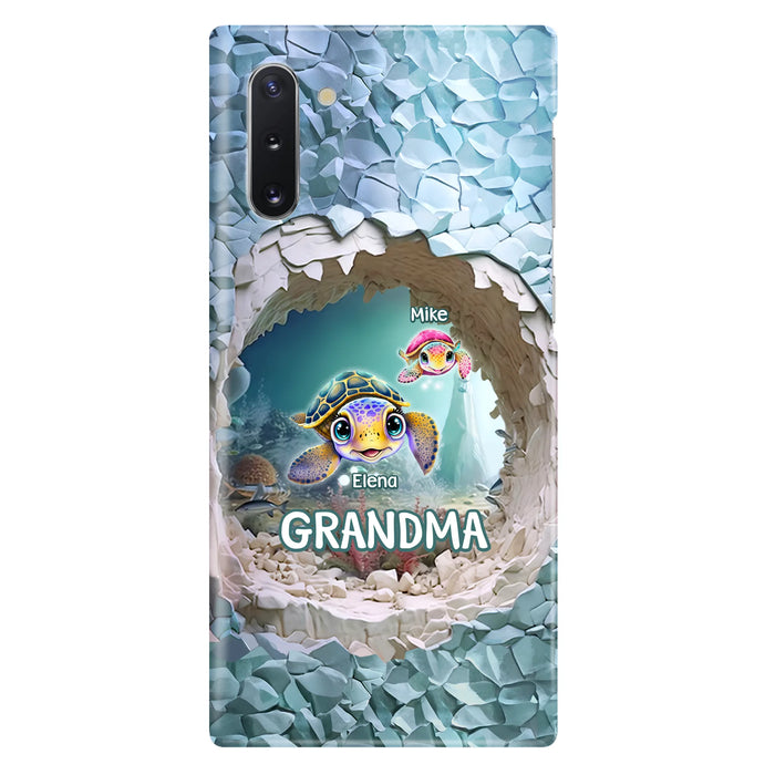 Custom Personalized Turtle Phone Case - Upto 10 Kids - Mother's Day Gift Idea For Grandma - Case for iPhone/Samsung