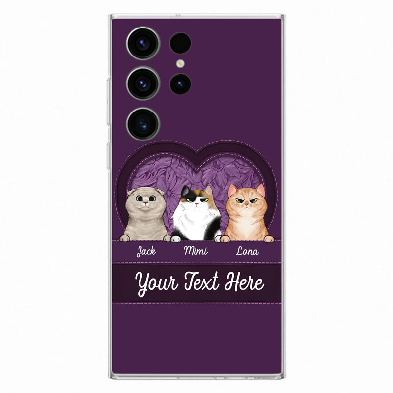 Custom Personalized Cat Phone Case For iPhone And Samsung - Gift Idea For Cat Lover - Up to 3  Cats  - Cat In Heart