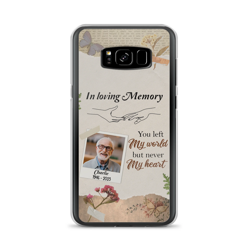 Custom Personalized Memorial Phone Case - Memorial Gift Idea For Family - Case For iPhone/Samsung - You Left My World But Never My Heart