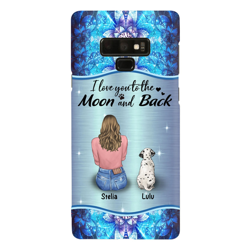Personalized Dog Mom Phone Case - Upto 4 Dogs -Gift Idea For Dog Owners - I Love You To The Moon And Back - Case For iPhone/Samsung
