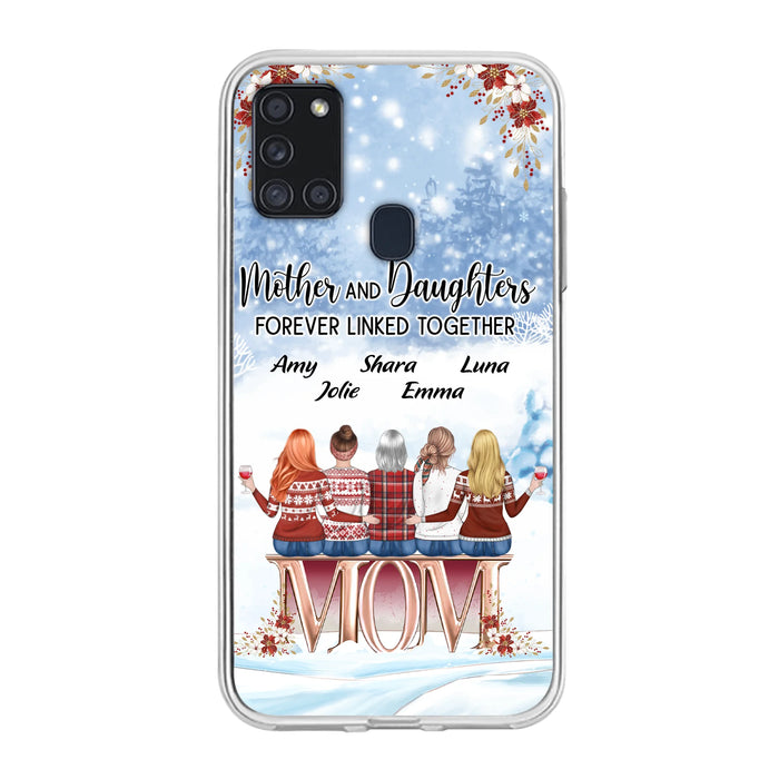 Personalized Mom Phone Case - Mother With Upto 4 Daughters - Gift Idea For Mother's Day From Daughter - Mother And Daughters Forever Linked Together - Case For iPhone/Samsung
