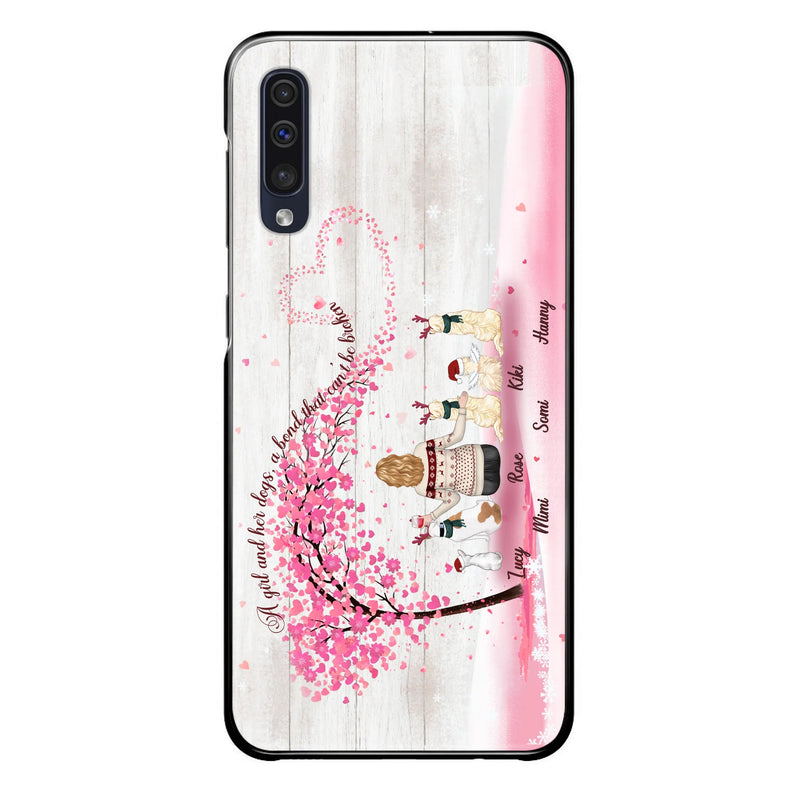 Personalized Dog Mom/Dad Phone Case - Mom/Dad With Up To 5 Dogs - Gift Idea For Dog Lovers - A Girl And Her Dogs, A Bond That Can't Be Broken - Case For iPhone/Samsung