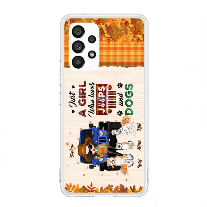 Personalized Off-road Autumn Girl Phone Case - Gift Idea For Girl/Dog Lovers - Up to 3 Dogs - Case For iPhone/Samsung