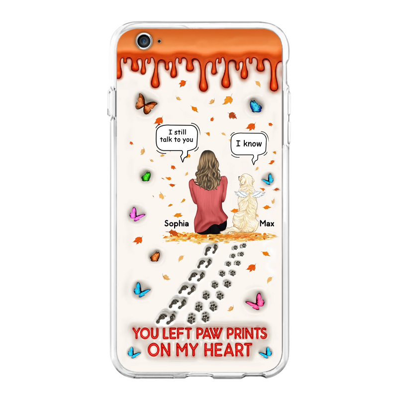 Custom Personalized Memorial Dog Phone Case - Memorial Gift Idea For Pet Lover - Case For iPhone/ Samsung - You Left Paw Prints On My Heart