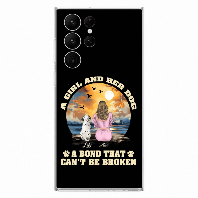 Custom Personalized Dog Mom Phone Case - Upto 4 Dogs - Gift Idea for Dog Owners - Case For iPhone/ Samsung - A Girl And Her Dog A Bond That Can't Be Broken