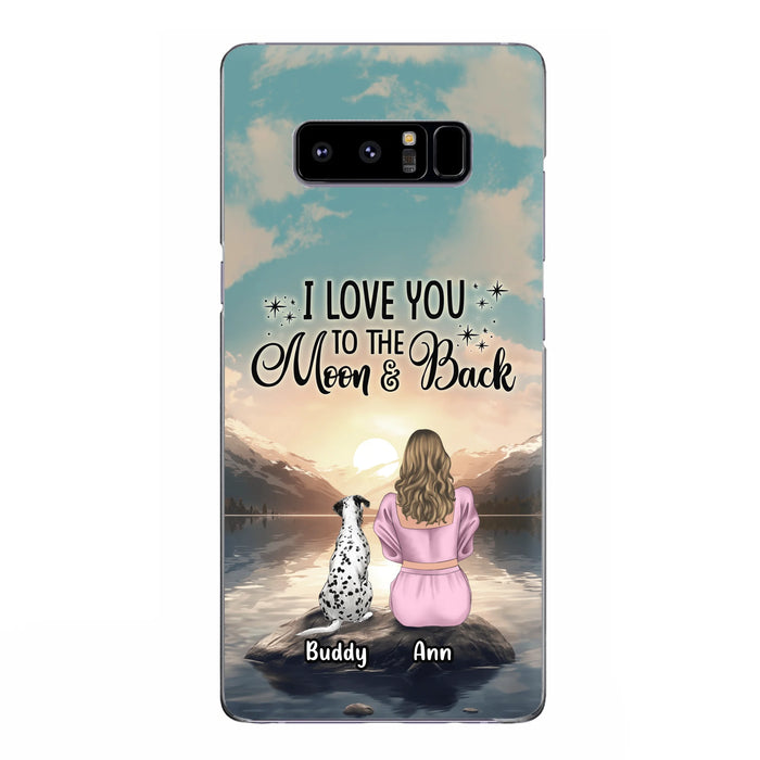 Custom Personalized Dog Mom Phone Case - Upto 6 Dogs - Gift Idea for Dog Lovers - I Love You To The Moon & Back - Case for iPhone/Samsung