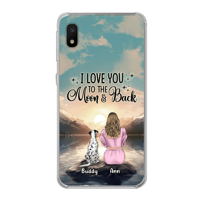 Custom Personalized Dog Mom Phone Case - Upto 6 Dogs - Gift Idea for Dog Lovers - I Love You To The Moon & Back - Case for iPhone/Samsung
