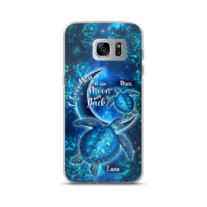 Custom Personalized Turtle Phone Case For Iphone and Samsung - Up to 6 Turtles - I Love You To The Moon And Back - IUNAG8