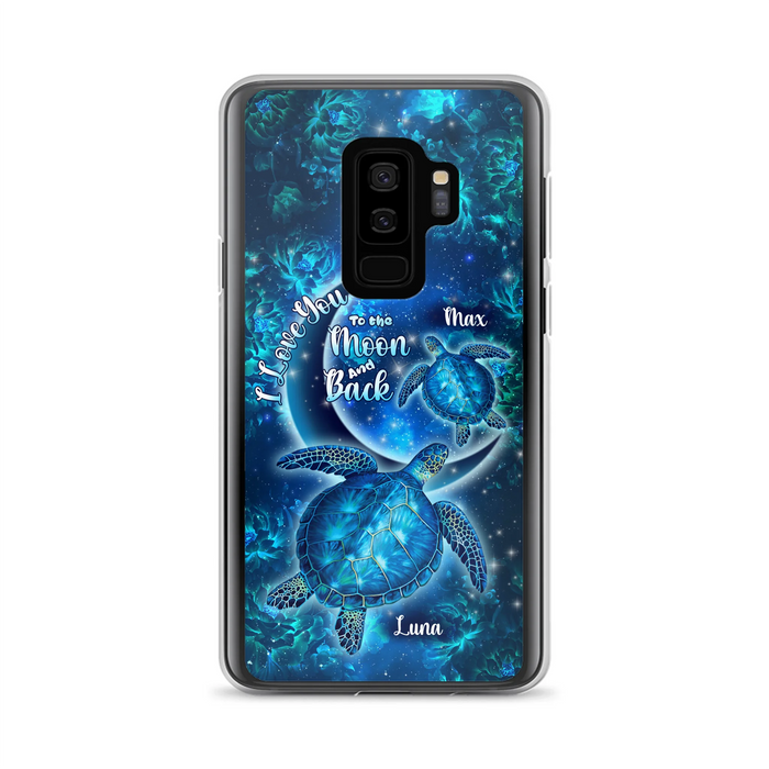 Custom Personalized Turtle Phone Case For Iphone and Samsung - Up to 6 Turtles - I Love You To The Moon And Back - IUNAG8