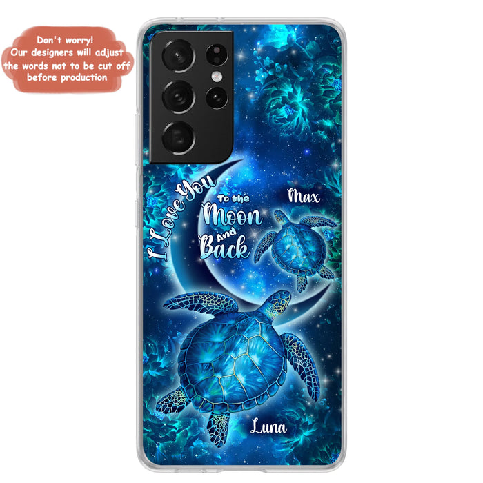Custom Personalized Turtle Phone Case For Iphone and Samsung - Up to 6 Turtles - I Love You To The Moon And Back - IUNAG8