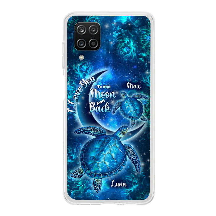 Custom Personalized Turtle Phone Case For Iphone and Samsung - Up to 6 Turtles - I Love You To The Moon And Back - IUNAG8