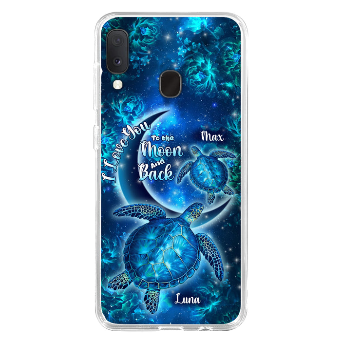 Custom Personalized Turtle Phone Case For Iphone and Samsung - Up to 6 Turtles - I Love You To The Moon And Back - IUNAG8