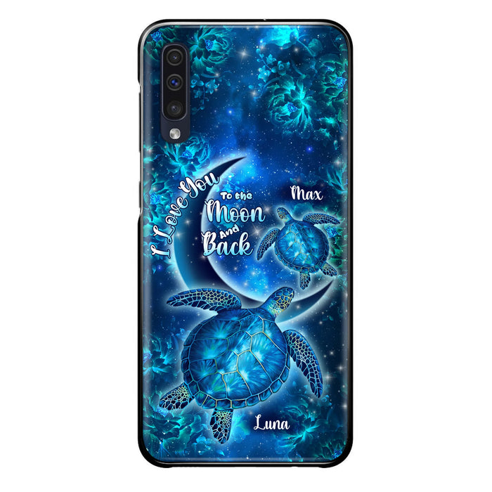 Custom Personalized Turtle Phone Case For Iphone and Samsung - Up to 6 Turtles - I Love You To The Moon And Back - IUNAG8