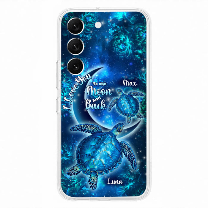 Custom Personalized Turtle Phone Case For Iphone and Samsung - Up to 6 Turtles - I Love You To The Moon And Back - IUNAG8