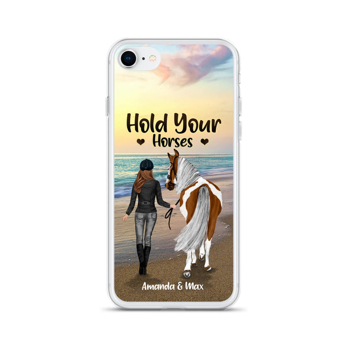 Personalized Horse Girl Phone Case - Girl with up to 2 Horses - Four Feet Move My Soul - QX6ZS1