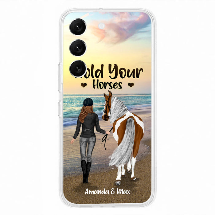 Personalized Horse Girl Phone Case - Girl with up to 2 Horses - Four Feet Move My Soul - QX6ZS1