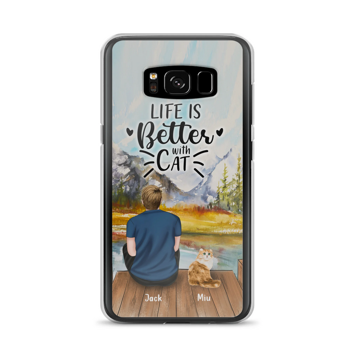Custom Personalized Cat Dad Phone Case - Gifts For Cat Lovers With Upto 4 Cats - Best Cat Dad Ever - Case For iPhone, Samsung And Xiaomi