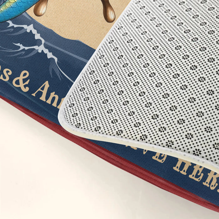 Personalized Mermaid Doormat - Summer Gift Idea - A Salty Pirate And His Beautiful Mermaid Live Here