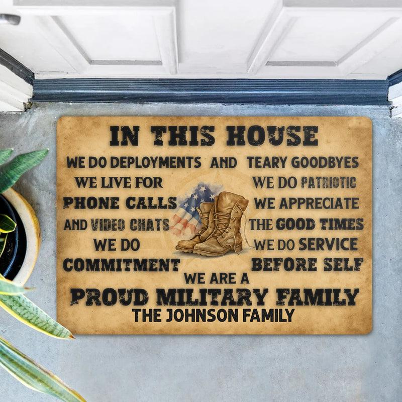 Personalized Family Doormat - Gifts For Family/Patriots/Memorial Day/Independence Day - We Are A Proud Military Family
