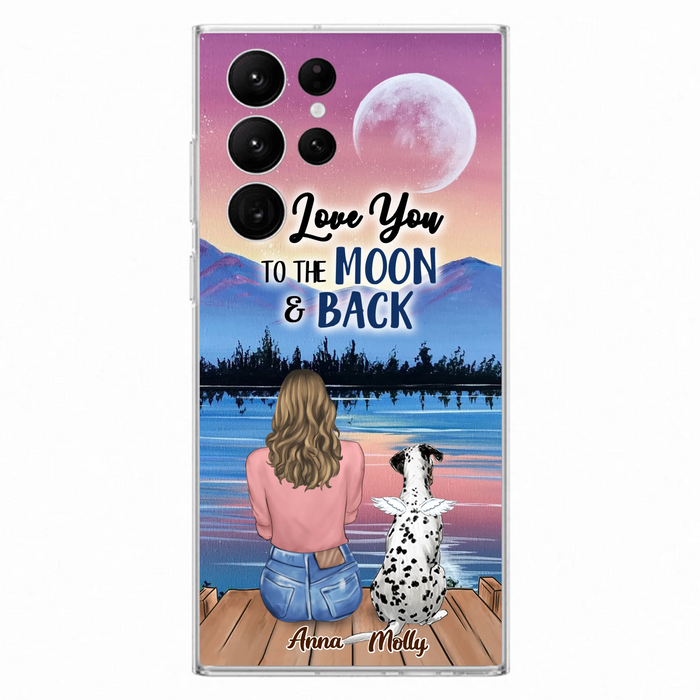 Custom Personalized Memorial Pet Phone Case - Upto 4 Pets - Gift For Dog/Cat Lover - I Love You To The Moon & Back - Case For iPhone And Samsung