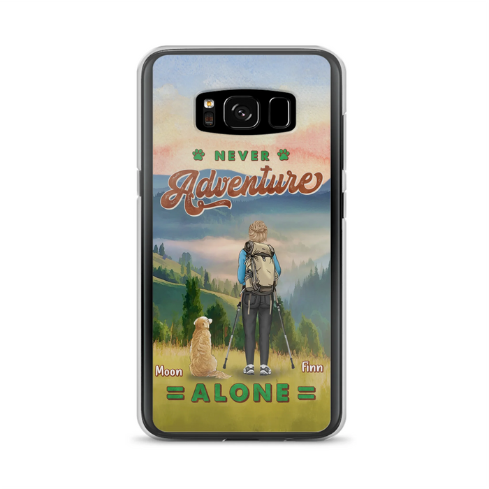 Custom Personalized Solo Hiking With Dogs Phone Case - Woman/Man With Upto 4 Dogs - Gift Idea For Hiking Lovers - Cases For iPhone and Samsung