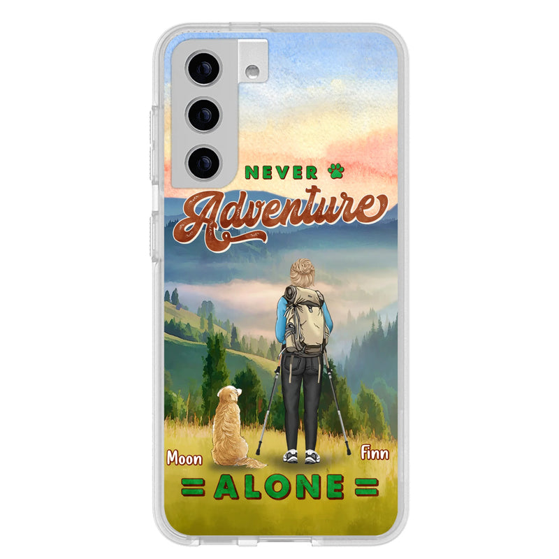 Custom Personalized Solo Hiking With Dogs Phone Case - Woman/Man With Upto 4 Dogs - Gift Idea For Hiking Lovers - Cases For iPhone and Samsung