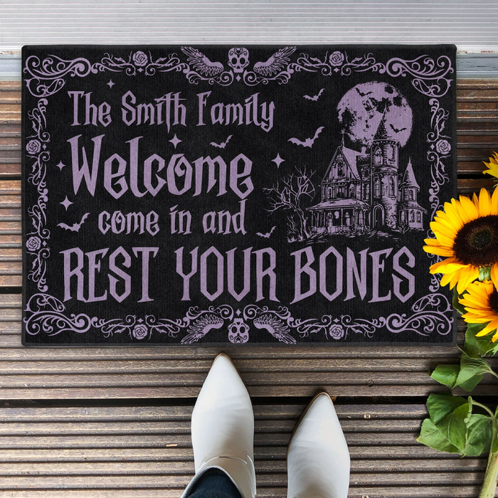Personalized Witch Doormat - Gift Idea For Witch Lover - Come In And Rest Your Bones