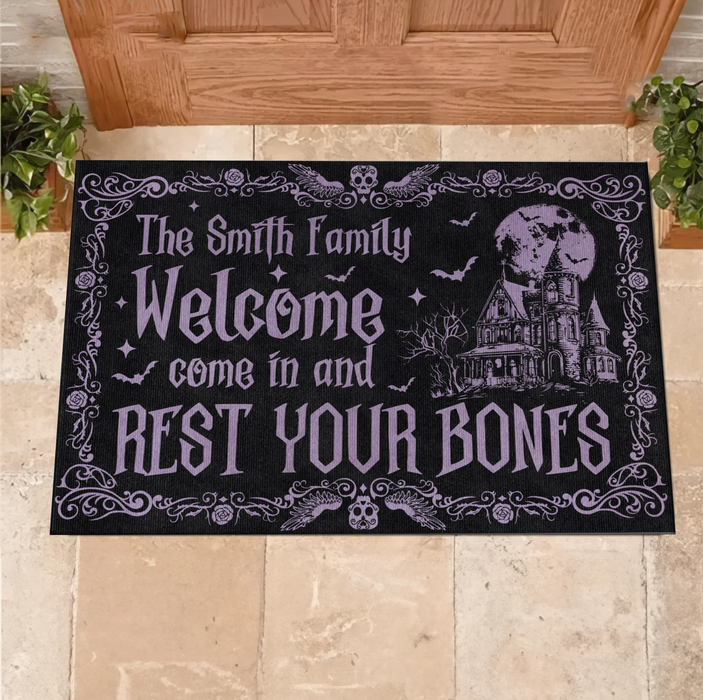 Personalized Witch Doormat - Gift Idea For Witch Lover - Come In And Rest Your Bones