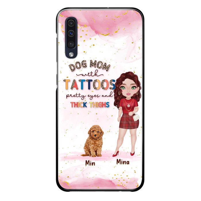 Custom Personalized Dog Mom Phone Case - Up to 5 Dogs - Best Gift Idea For Dog Lovers/Mother's Day - Dog Mom With Tattoos Pretty Eyes And Thick Thighs - Cases For iPhone And Samsung