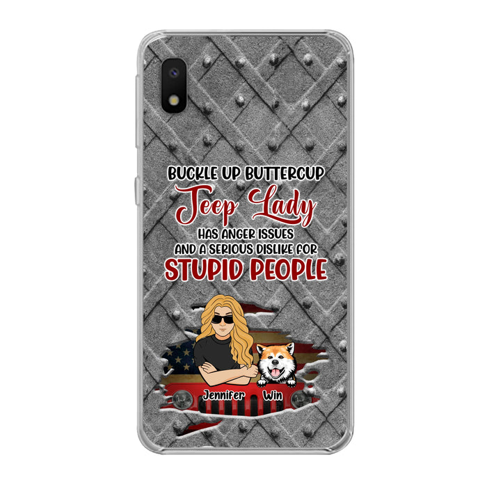 Custom Personalized Off-road Dog Lady Phone Case - Up to 4 Dogs - Gift Idea For Dogs Lover - Off-road Lady Has Anger Issues And A Serious Dislike - Case For iPhone And Samsung