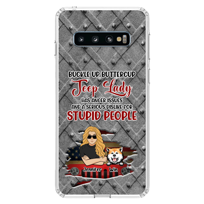 Custom Personalized Off-road Dog Lady Phone Case - Up to 4 Dogs - Gift Idea For Dogs Lover - Off-road Lady Has Anger Issues And A Serious Dislike - Case For iPhone And Samsung