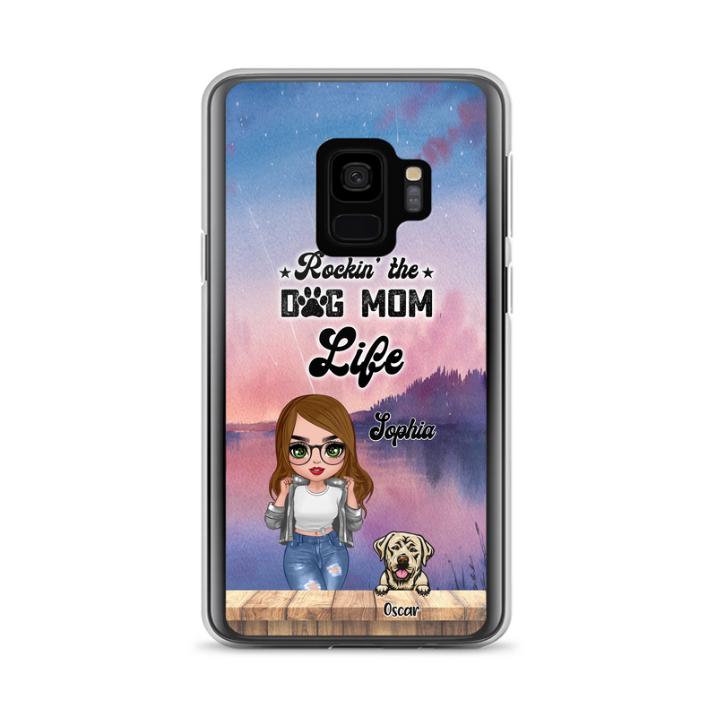 Custom Personalized Dog Mom Chibi Front Phone Case - Gifts For Dog Lover With Up to 4 Dogs - Rockin' The Dog Mom Life - Case For iPhone And Samsung