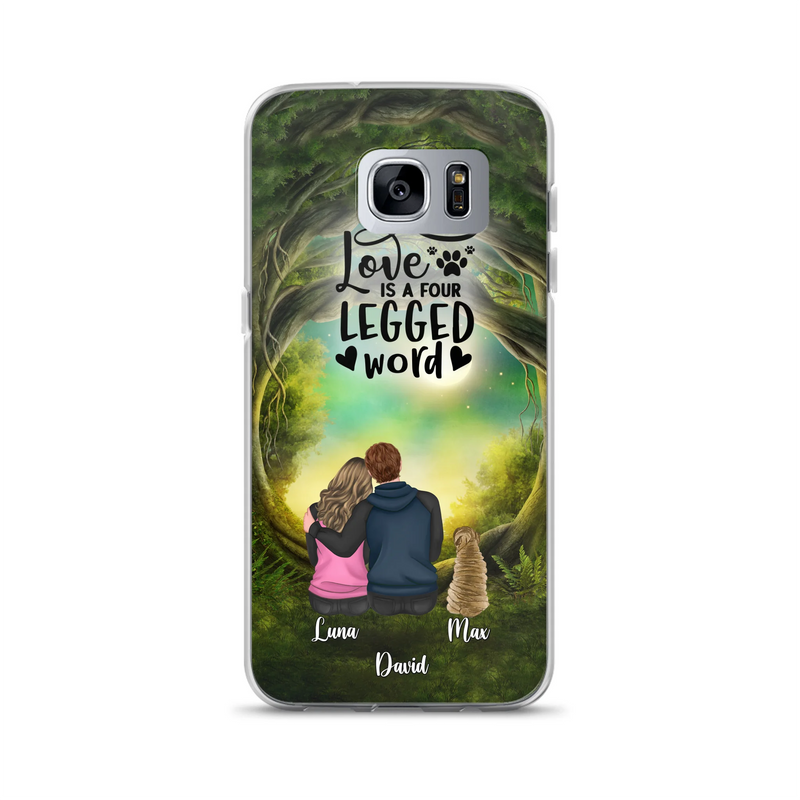 Custom Personalized Couple And Dogs Phone Case - Couple With Upto 5 Dogs - Gift Idea For Couple/Dog Lover - Case For iPhone And Samsung