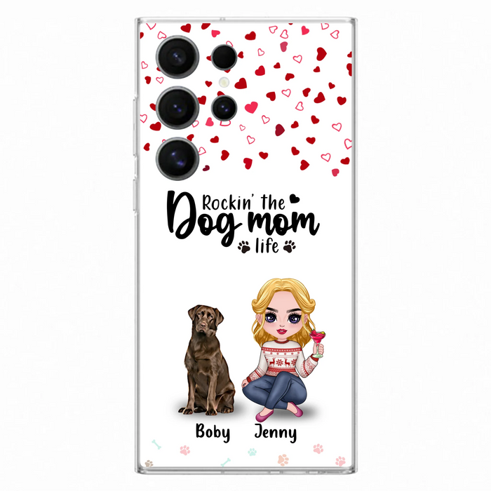 Custom Personalized Dog Mom Front Phone Case - Upto 5 Dogs - Gift Idea For Dog Lover - Rockin' The Dog Mom Life - Case For iPhone And Samsung
