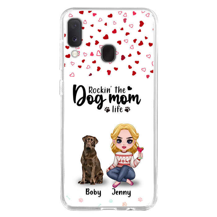 Custom Personalized Dog Mom Front Phone Case - Upto 5 Dogs - Gift Idea For Dog Lover - Rockin' The Dog Mom Life - Case For iPhone And Samsung
