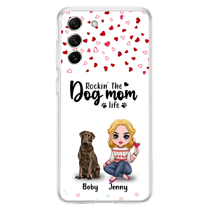 Custom Personalized Dog Mom Front Phone Case - Upto 5 Dogs - Gift Idea For Dog Lover - Rockin' The Dog Mom Life - Case For iPhone And Samsung