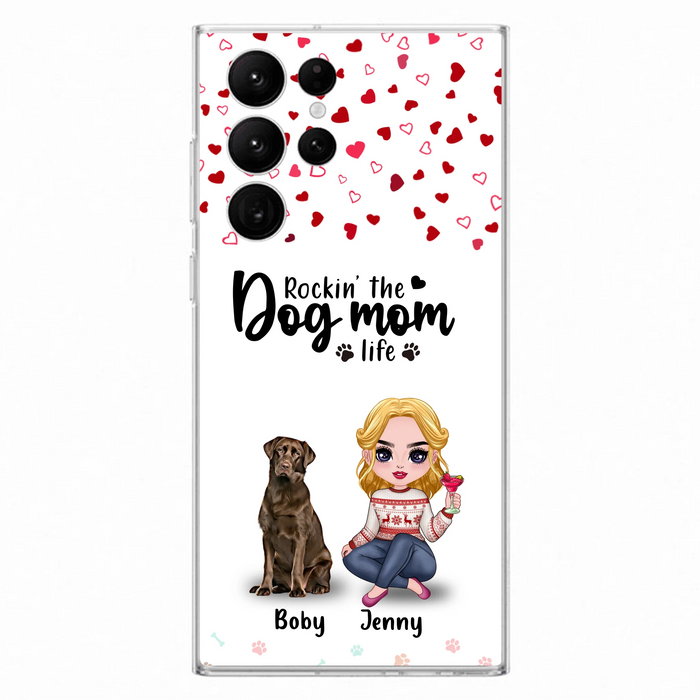 Custom Personalized Dog Mom Front Phone Case - Upto 5 Dogs - Gift Idea For Dog Lover - Rockin' The Dog Mom Life - Case For iPhone And Samsung