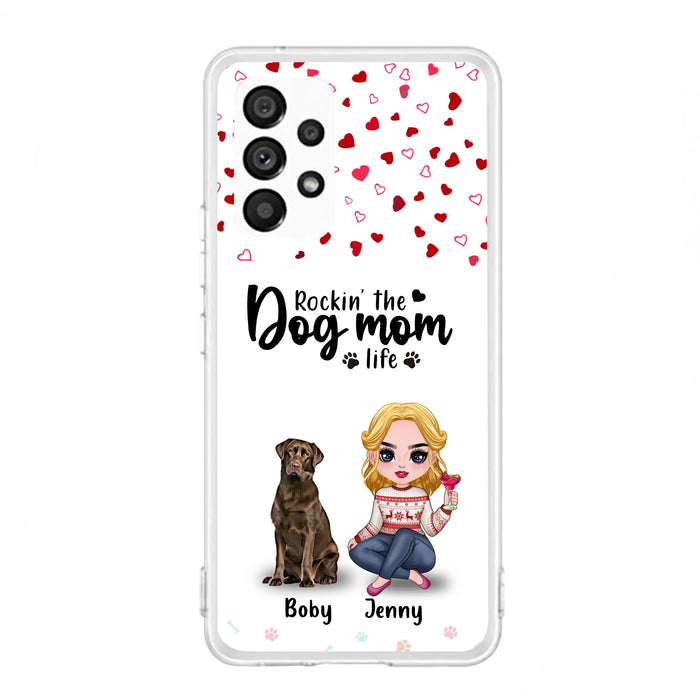 Custom Personalized Dog Mom Front Phone Case - Upto 5 Dogs - Gift Idea For Dog Lover - Rockin' The Dog Mom Life - Case For iPhone And Samsung