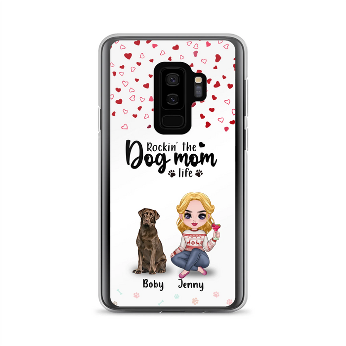 Custom Personalized Dog Mom Front Phone Case - Upto 5 Dogs - Gift Idea For Dog Lover - Rockin' The Dog Mom Life - Case For iPhone And Samsung