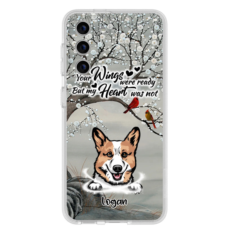 Custom Personalized Memorial Dog Cat Phone Case - Upto 3 Pets - Best Gift For Dog/ Cat Lover - Your Wings Were Ready But My Heart Was Not - Case For iPhone And Samsung