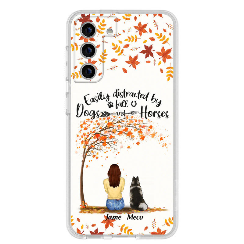 Custom Personalized Horse Dog Mom In Autumn Phone Case - Upto 3 Horses/ Dogs  - Case For iPhone And Samsung