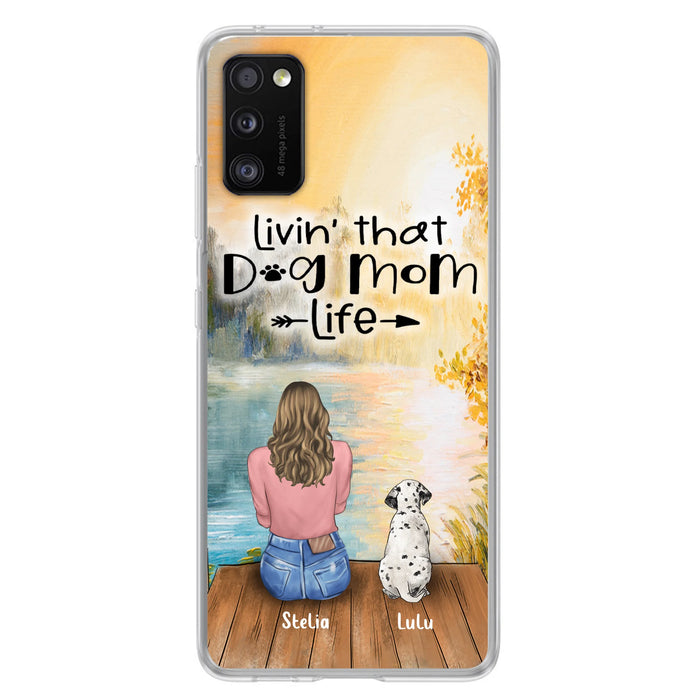 Personalized Dog Mom Phone Case - Up to 4 Dogs - Gift for Dog Lovers - Livin' with dog mom life