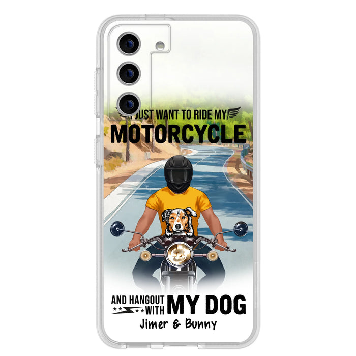 Custom Personalized Dog With Biker Phone Case - Upto 3 Dogs - Gifts For Dog Lover - Hangout With My Dog - Phone Case For iPhone And Samsung